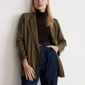Madewell Drapeweave Caldwell Double Breasted Blazer Kale